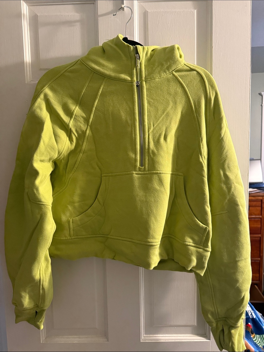 lululemon athletica Neon Lime Half-Zip Hoodie Sweater